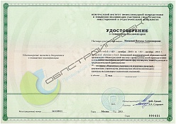 Удостоверение о повышении квалификации Минаевой Н.А.
